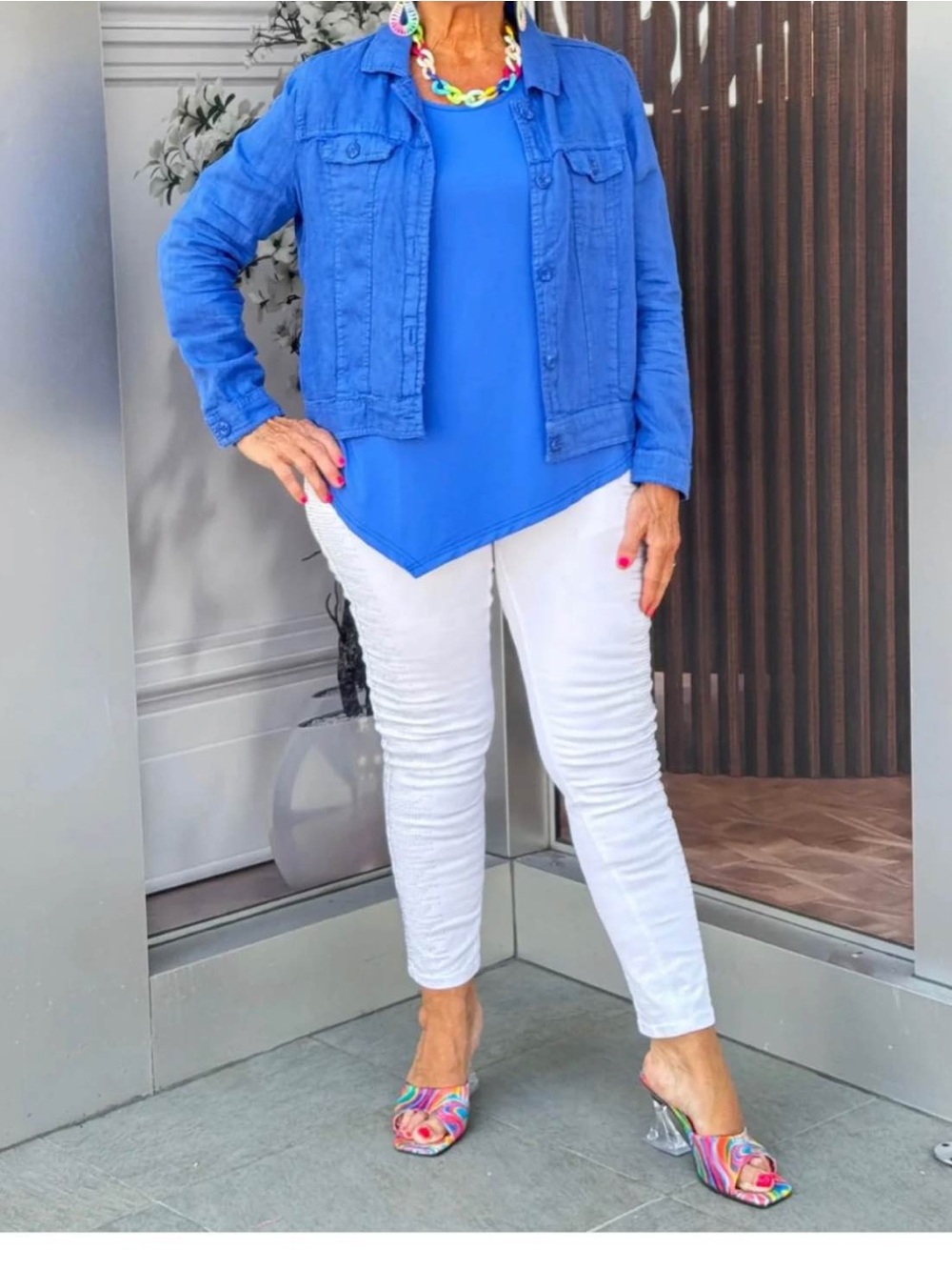 Lulu-B Blue Linen Utility Jacket XS